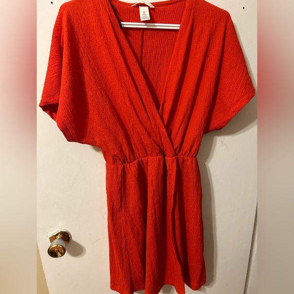 H&M Crepey Beach Cover-Up Dress in Orange, Size Women’s Small - Picture 1 of 5